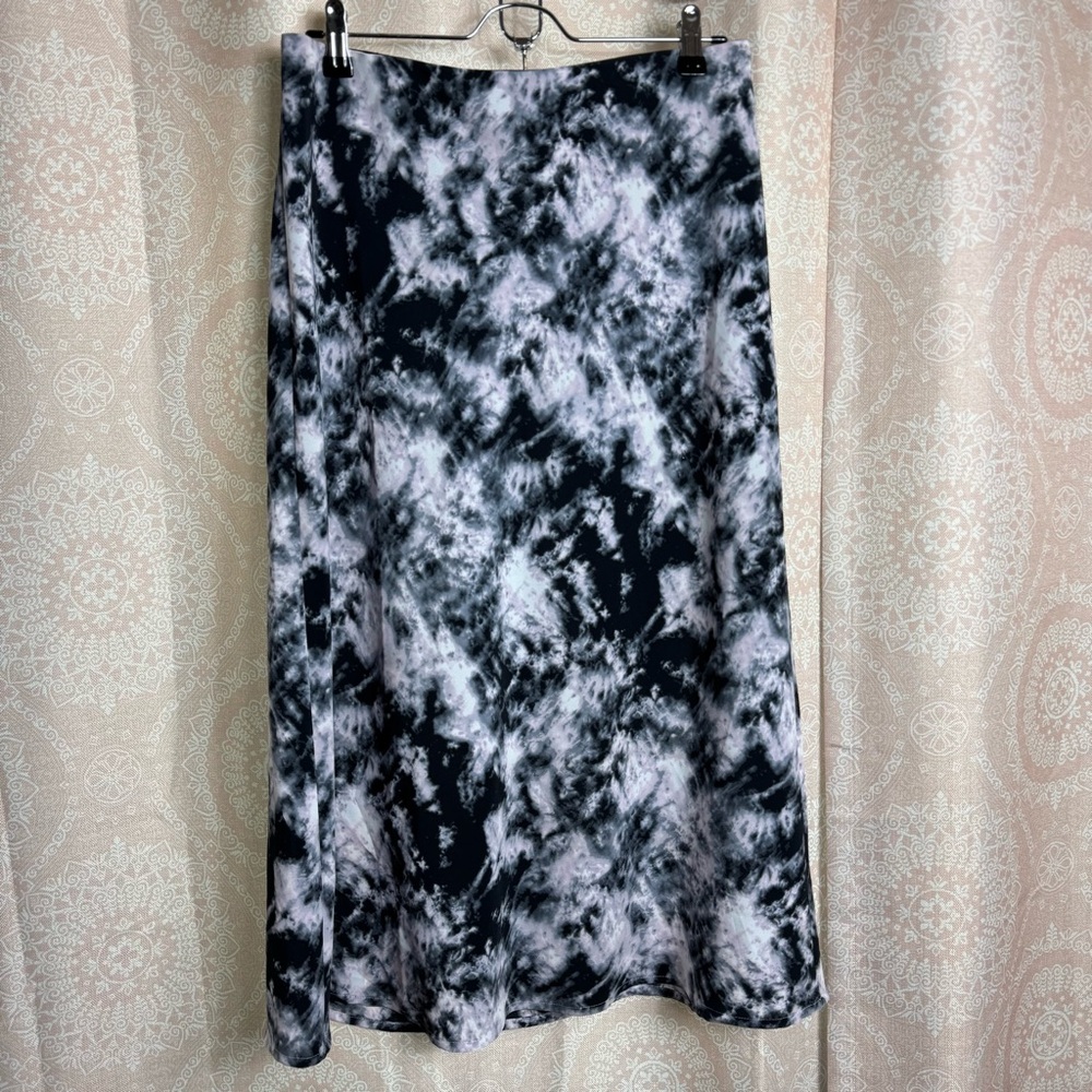 Sanctuary Everday Midi Skirt Black & Light Pink Tie Dye Size Large